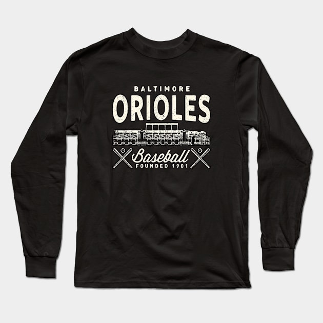 Baltimore Orioles Stadium by Buck Tee Originals Long Sleeve T-Shirt by Buck Tee